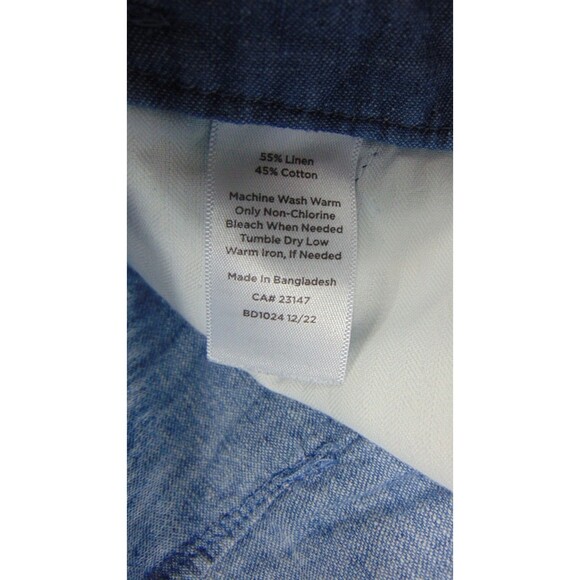 Talbots Capri Pants Womens 10P Blue Nautical Linen Comfort Wide Leg Rope Belt 10 - Picture 6 of 9